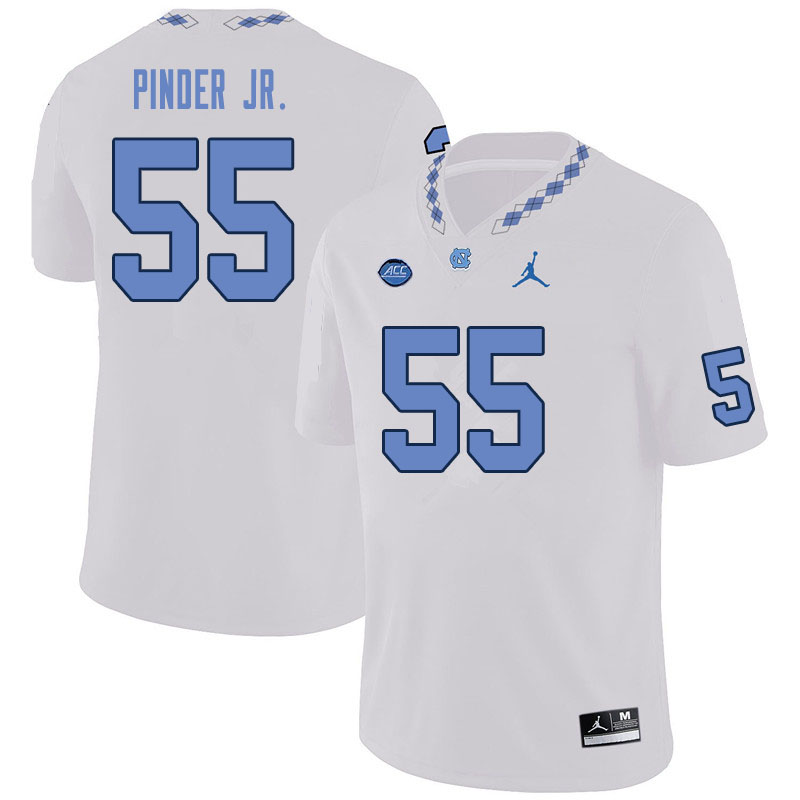 Men #55 Clyde Pinder Jr. North Carolina Tar Heels College Football Jerseys Sale-White